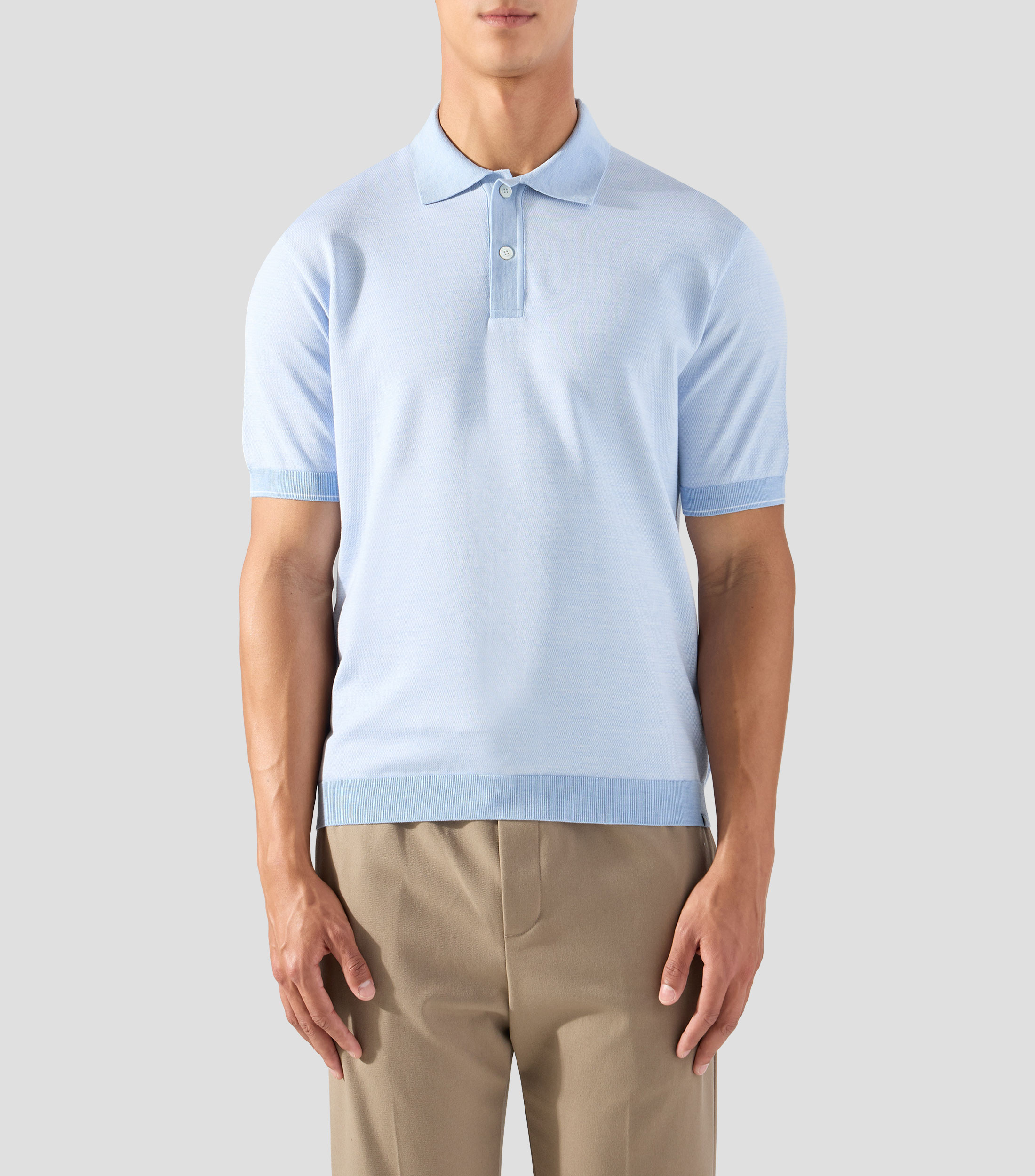 Playera tipo polo con manga corta lisa Hombre